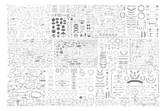 Download 998 Hand Drawn Frames, Banners &amp; Ribbons - Premium Resources