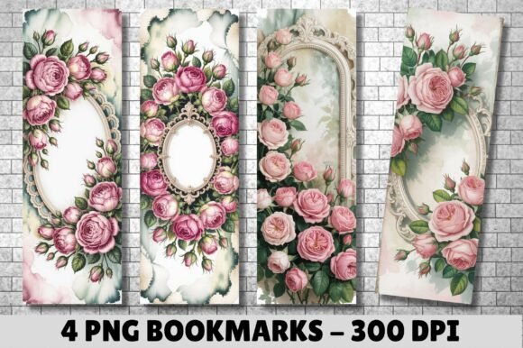 Download Elegant Roses and Lace Frame Bookmarks - Roses Collection