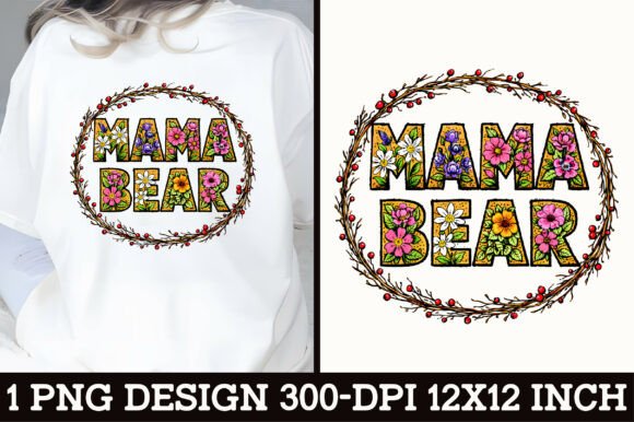Download Floral Mama Bear T-Shirt Design - Premium Resources